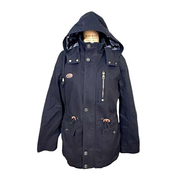 Lightweight Black Cotton Blend Utility Jacket Parka Size Large - Picture 1 of 12